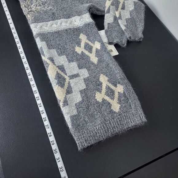Vtg Santoria Womens Silk Angora Sweater Small Grey Lambswool Beaded Artsy NWT - Picture 7 of 7